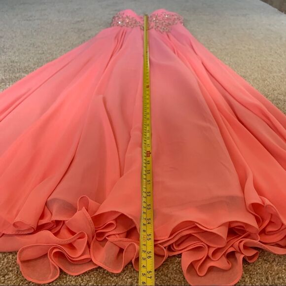 Anna Rose gorgeous pink sleeveless sequin beaded sweetheart prom bridesmaid gown - Picture 14 of 15